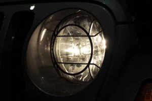 Jeep Wrangler Rubicon Headlight Guard - Fishbone Offroad - Aluminum - Black - `18-`27